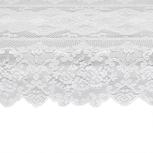 Miniatura 4 de Juvale Mantel de encaje – Mantel rectangular blanco de 60 x 97 pulgadas, borde festoneado floral vintage, elegante y delicado mantel de fiesta de té