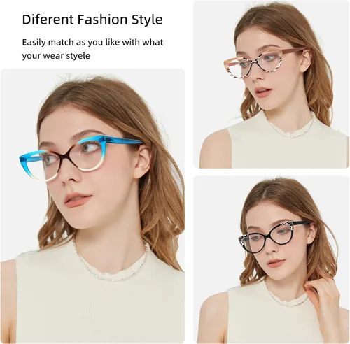 Miniatura 2 de Gafas de lectura para mujer, paquete de 4 unidades, filtro de bloqueo de luz azul, UV, de gran tamaño, elegante lector de bisagra de resorte, 4 4