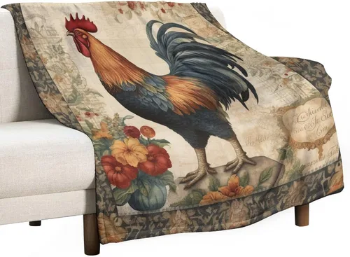 Miniatura 50 de Manta de franela de forro polar con dije de país, gallo, de 60 x 80 pulgadas, para sofá, cama, oficina, regalo para San Valentín, madre, padre