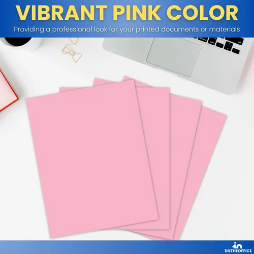 Miniatura 4 de 1InTheOffice Papel de copia rosa, papel de impresora de color, 8.5 x 11 pulgadas, tamaño carta, densidad de 20 libras, paquete de 500
