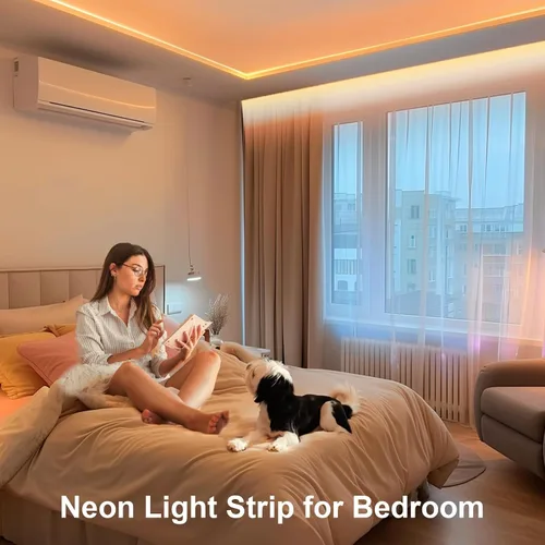 Miniatura 5 de Luces LED de neón en forma de cuerda, tira de luces de neón blancas cálidas de 16.4 pies/5m, tira LED impermeable flexible de 12V, luces de neón