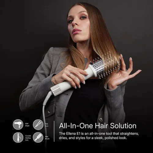 Miniatura 2 de Ellena E1 Secador de pelo + cepillo alisador de cabello de doble modo, cepillo de aire caliente con motor sin escobillas de alta velocidad