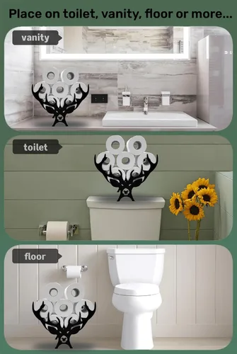 Miniatura 2 de Black Antler - Soporte de papel higiénico de metal, organizador de papel higiénico decorativo de metal para baños, capacidad para 8 rollos