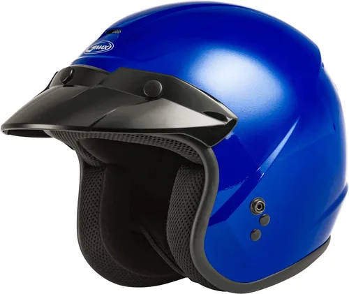 GMAX OF-2 DOT - Casco abierto aprobado por DOT, tamaños para adultos y jóvenes, motocicleta, ATV, UTV Azul