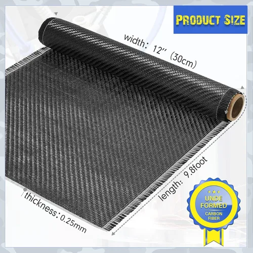 Miniatura 2 de Tudomro Tela de fibra de carbono de 10 x 12 pulgadas, hoja de fibra de carbono negra, tela pura de 2 x 2 pulgadas, tejido de sarga 3k/7.76 oz