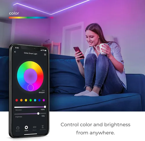 Miniatura 7 de Globe Electric 50273 Wi-Fi Smart Flexigon Multicolor Cambio RGB LED Plug-in Tira de luz de neón para interiores y exteriores, no requiere