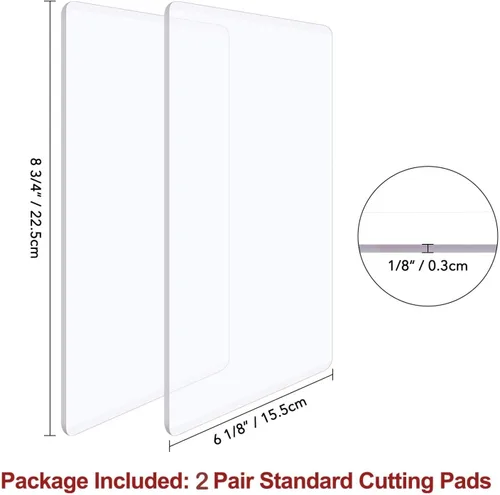 Miniatura 2 de BAOFALI 8 piezas/4 pares de almohadillas de corte estándar para máquina de troquelar; placas de corte de plástico de policarbonato transparente