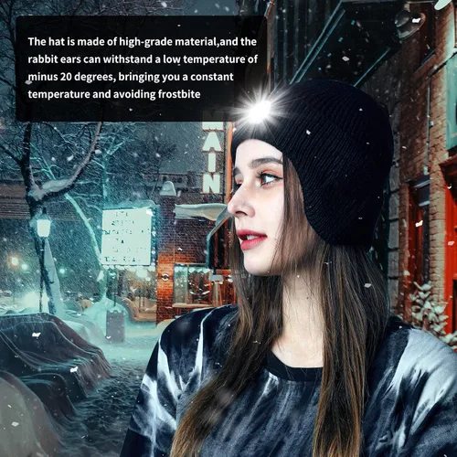 Miniatura 7 de Gorro Bluetooth con auriculares ligeros e inalámbricos, micrófono integrado y altavoces estéreo mejorados con música