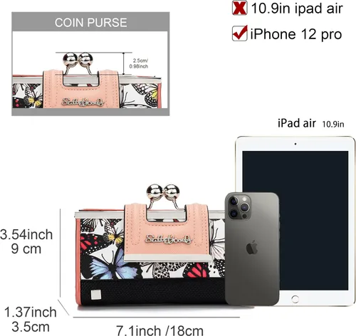 Miniatura 3 de Cartera de cuero para mujer de gran capacidad, cartera larga de gran capacidad, con ranuras para 10 tarjetas y clips