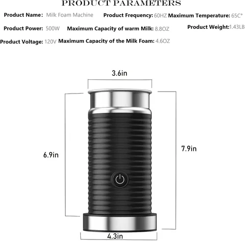 Miniatura 7 de Máquina espumadora de leche, espumador de leche automático, eléctrico para espuma fría y caliente, espuma o leche térmica, espumador de leche