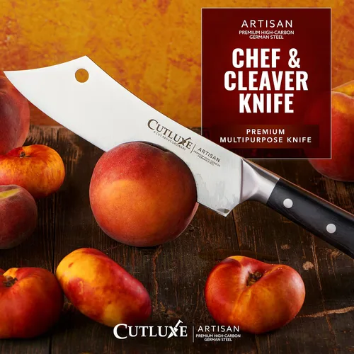 Miniatura 4 de Cutluxe Cuchillo Cleaver de Chef – Cuchillo de Carnicero Cleaver de Carne de 8" – Hoja de Acero Alemán, Espiga Completa, Diseño de Mango Ergonómico