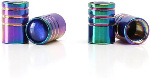 Miniatura 8 de Tapas para válvulas de neumático de aluminio estilo carrera tuner de iJDMTOY (4), Neo cromo