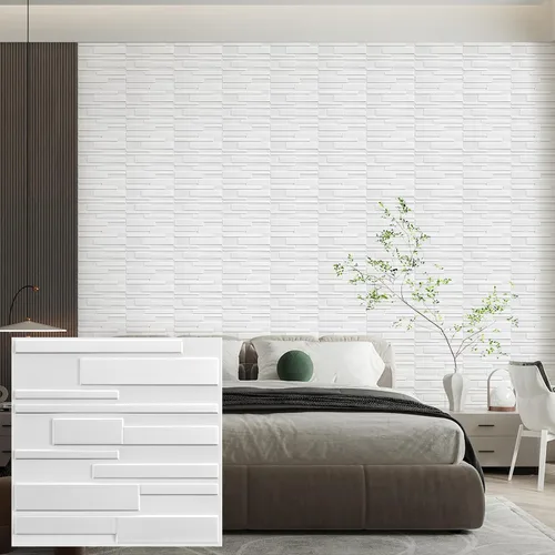 Miniatura 10 de Heikki Paquete de 30 Paneles de Pared 3D para Decoración de Pared Interior, Paneles de Pared con Textura de Flores de PVC para Sala de Estar