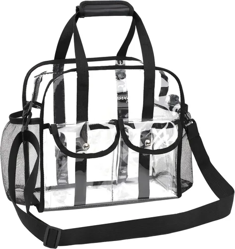 MOFASVIGI Bolsa transparente aprobada para estadios, transparente, impermeable, para trabajo, juegos deportivos, conciertos, viajes, 12 x 12 x 6