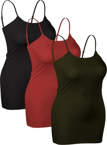Miniatura 268 de Emmalise Camisola larga casual básica para mujer, con tirantes ajustables, top en capas