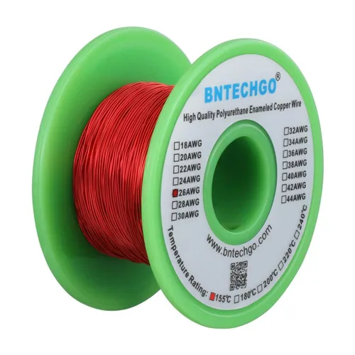 Miniatura 2 de BNTECHGO - Alambre magnético de 26 AWG, cable de cobre esmaltado para bobinado, 4 onzas, 0.0157 pulgadas de diámetro, 1 bobina de color rojo, Rojo 4