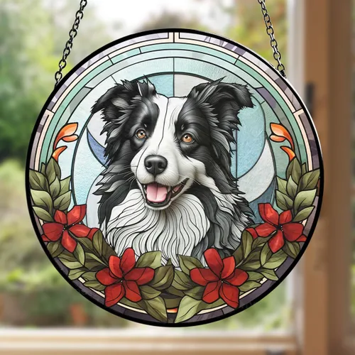 Miniatura 6 de Wrappiness Atrapasoles personalizado para retrato de perro con vitrales – Foto personalizada para perros, regalo de condolencias más profunda por
