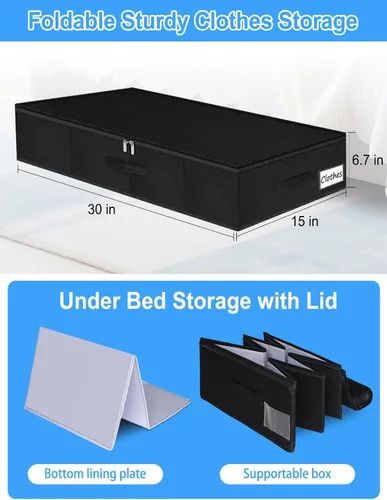 Miniatura 2 de Bolsas de Almacenamiento Debajo de la Cama con Cremallera, Contenedores de Almacenamiento Debajo de la Cama de 7 Pulgadas de Altura con Lados