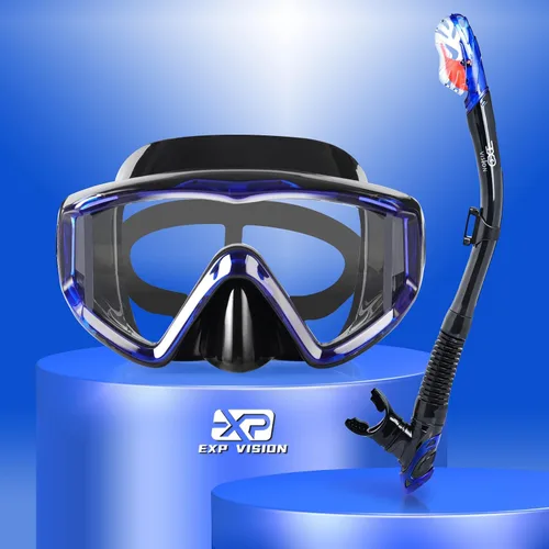 Miniatura 17 de Juego de esnórquel Pano de 3 ventanas, equipo de esnórquel para adultos, gafas de esnórquel profesionales, máscara de buceo antivaho, gafas