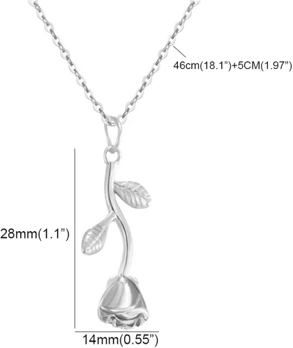 Miniatura 2 de Jude Jewelers Colgante de acero inoxidable con diseño de flor de rosa
