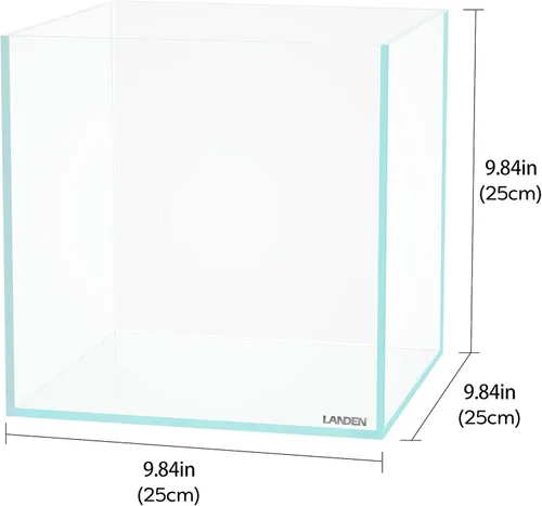 Miniatura 2 de LANDEN 25C 3.7 Galones Cubo Tanque de Acuario Sin Montura de Hierro Bajo, W9.84×D9.84×H9.84 pulg(25x25x25cm) 5mm de Grosor con Almohadilla