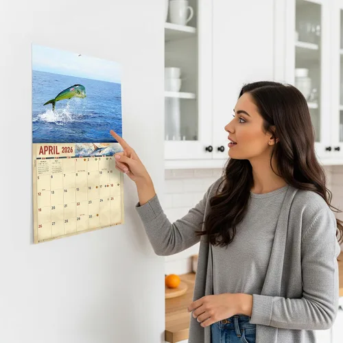 Miniatura 3 de The KING Company-Monster Calendars - Calendario de pared de pesca de agua salada 2026, tamaño XL, 14 x 22 pulgadas, calendario de pesca deportiva