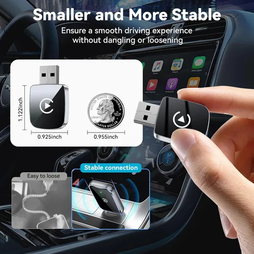 Miniatura 6 de Adaptador Inalámbrico CarPlay 2026 Mejorado para iPhone, 2 en 1 para Apple CarPlay y Android Auto, Convierte Cableado a Inalámbrico, Plug & Play