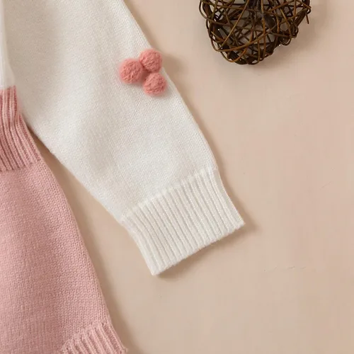 Miniatura 6 de Ursobutegl Mameluco de punto para bebé niña, suéter de manga larga, bordado floral, mameluco cálido, ropa de otoño e invierno