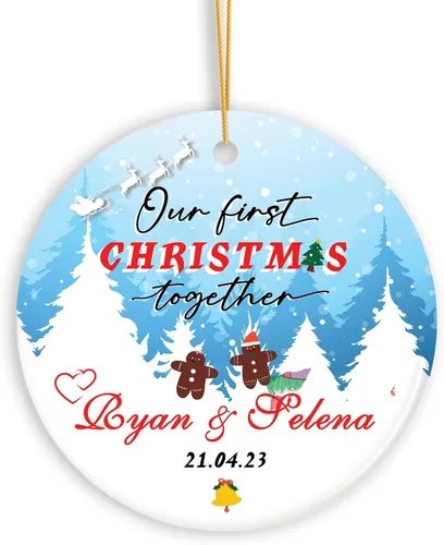 Adorno de Navidad personalizado para parejas, adorno de nuestra primera Navidad juntos, regalo de recuerdo personalizado para parejas, adorno