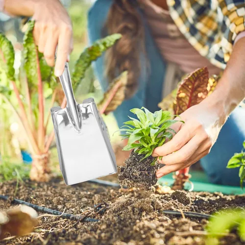 Miniatura 5 de Generic Pala de jardín de acero inoxidable - Mini paleta de mano para plantar trasplante y aflojar el suelo - Herramienta duradera de jardinería al