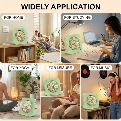 Miniatura 37 de Gueray Reproductor de CD portátil, reproductor de CD Kpop Bluetooth para escritorio con altavoz de sonido de alta fidelidad, radio FM, reproductor