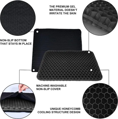 Miniatura 2 de Yimiyaa Cojín de Gel para Asiento, Cojín de Gel Grueso Doble en Forma de Huevo para Alivio del Dolor por Presión, Almohadillas Transpirables