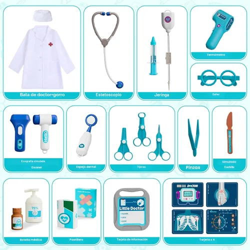 Miniatura 3 de AuroTops Kit de Doctor para Niños Pequeños 3-5, Juego de Doctor de 26 Piezas para Niños de 3-8 Años, Juguete de Juego de Roles Carrito Médico
