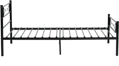 Miniatura 5 de Marco de cama de metal, tamaño individual, 6 patas, dos cabeceros, base de colchón, plataforma de acero, cama para niños, repuesto de somier