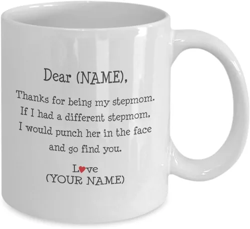 Miniatura 2 de Regalo para madrastra de hijastra hijastro hijastro. Taza de café de aniversario de madrastra de hija, hijo, niño, niños. Personalizada. Querido