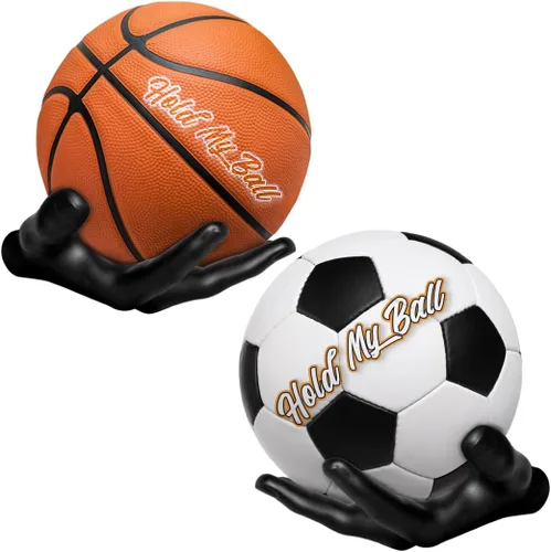 Juego de soportes de pelota de baloncesto de mano, soportes de pared para escultura de mano izquierda y derecha para baloncesto, voleibol y fútbol,