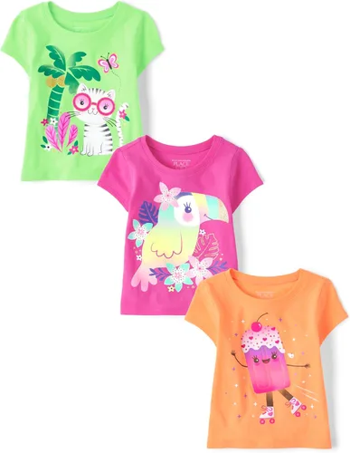 Miniatura 22 de The Children's Place Camisetas estampadas de manga corta para bebés y niñas pequeñas, con diseño de unicornios y mariposas, a la moda, paquete de 3