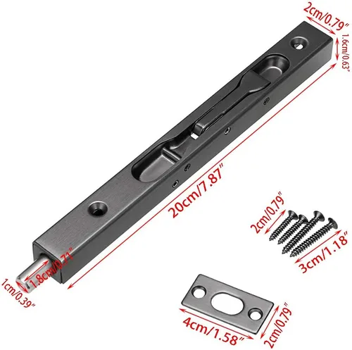 Miniatura 4 de Sumnacon 2 pernos de puerta de 8 pulgadas, cerraduras de puerta francesa de seguridad ocultas de acero inoxidable con herrajes, pernos de metal