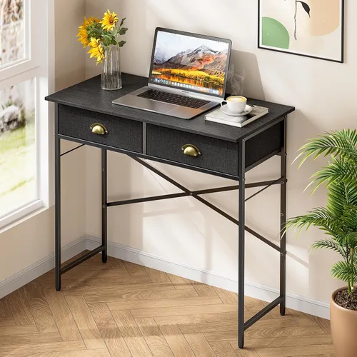 Miniatura 8 de DAOUTIME - Escritorio negro para escribir para dormitorio de niños, escritorio pequeño de 31.5 pulgadas para computadora para espacios pequeños