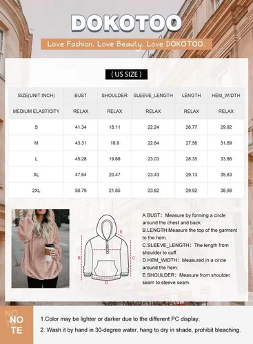 Miniatura 6 de Dokotoo - Sudadera con capucha para mujer, mullida, cálida, casual, holgada, con bolsillos, ropa de exterior, tallas S-XXL