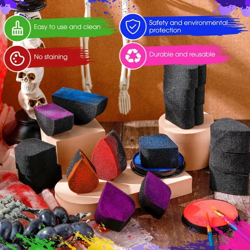 Miniatura 4 de 32 esponjas de pintura facial de alta densidad para adultos, pintura facial y corporal, verano, carnaval, obras de arte, festivales, pétalos