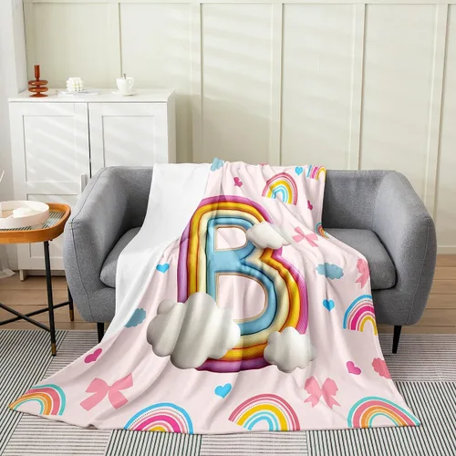 Miniatura 31 de Erosebridal Rainbow English Alphabet Fleece Throw Blanket 40"x50" - Ultra-Soft for Couch Sofa Bed,Cartoon Letters Flannel Blanket,Love Hearts Fuzzy