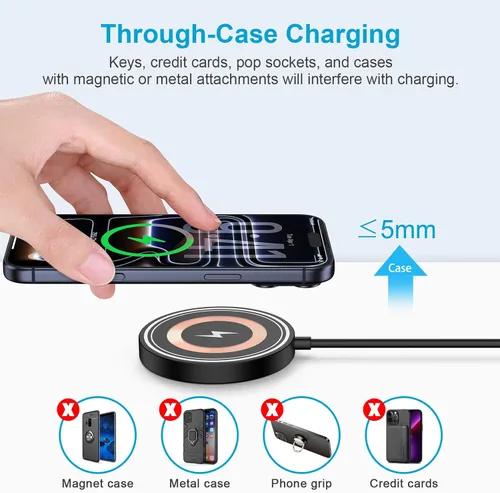 Miniatura 6 de Cargador inalámbrico magnético, almohadilla de carga inalámbrica rápida de 15 W, cargador Magsafe para Samsung Galaxy S26/S25/S24 Ultra Z Flip7
