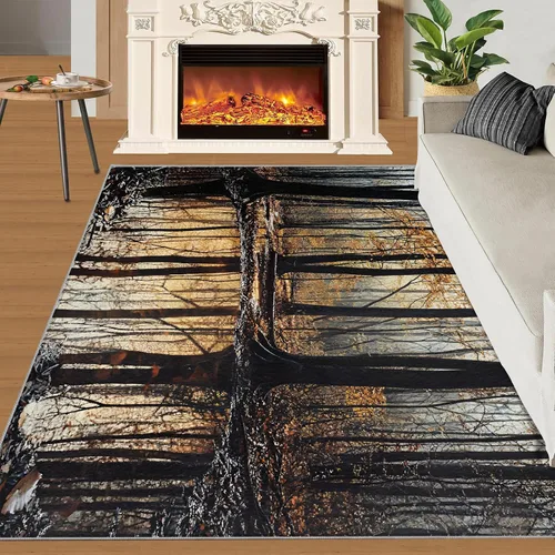 Miniatura 3 de Autumn Forest Rugs for Bedroom, Lake Forest Area Rug, Landscape Photo Rugs for Living Room, Indoor Non-Slip Rug, Machine Washable Carpet for Front
