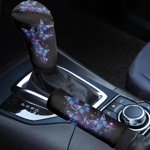 Miniatura 28 de Juego de 2 piezas set de accesorios interiores para coche, para las mujeres, hombres; cubierta de palanca de cambios/freno de mano, personalizada
