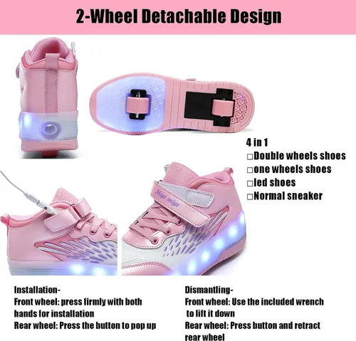 Miniatura 10 de Tenis con ruedas para niños y niñas, tenis deportivos recargables con luz LED para principiantes, el mejor regalo