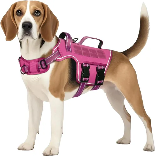 Miniatura 15 de Arnés para perros grandes resistente, arnés táctico sin tirones para perro con sistema Molle, chaleco para perro de servicio fácil de poner y Negro