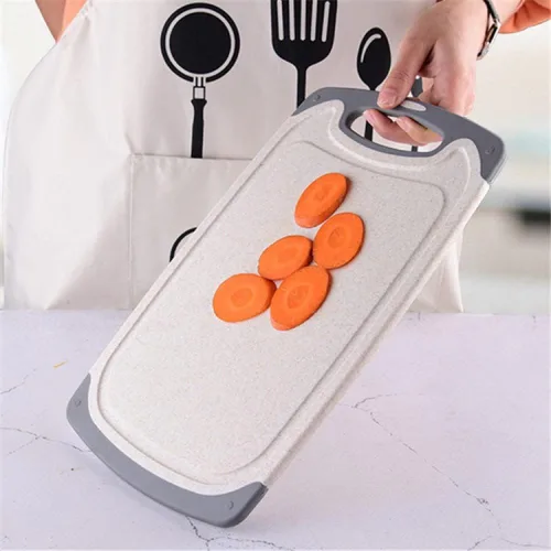 Miniatura 7 de Flyingsea tablas de cortar para cocina, juego de tabla de cortar de paja de trigo ecológico antideslizante (3 unidades), apto para lavavajillas