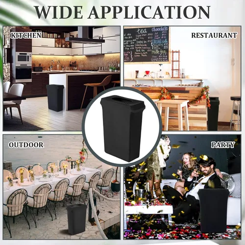Miniatura 6 de Windyun 4 piezas de 23 galones de elastano estirable para basureros para bodas, fiestas, decoración de recaudación de fondos para el hogar y el Negro
