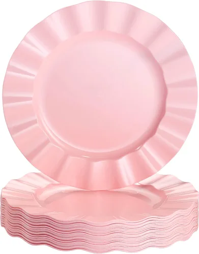 Miniatura 15 de Silver Spoons Platos de postre desechables 10 piezas Platos de plástico resistente Elegante aspecto fino de porcelana Velo, marfil